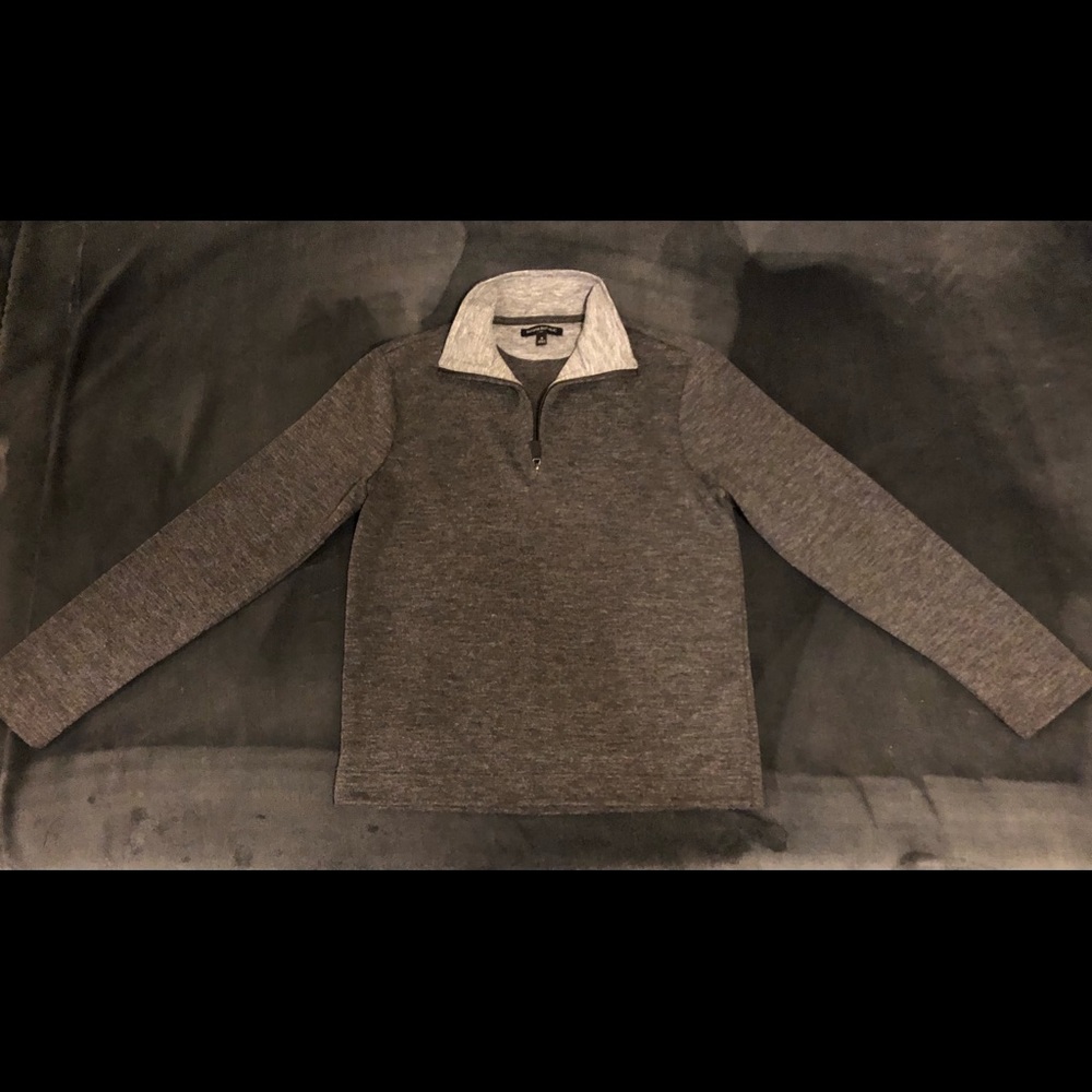 BANANA REPUBLIC Quarter Zip Pullover Sweater Men’s Small Charcoal Gray